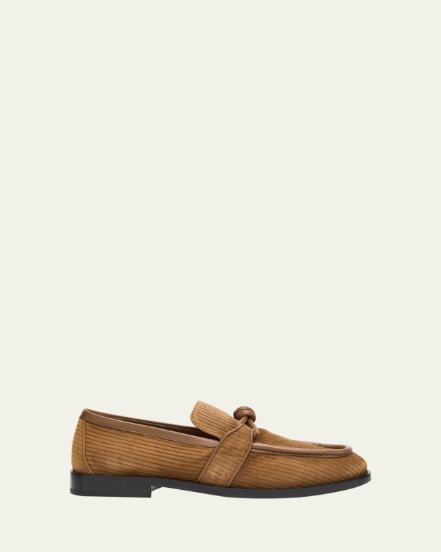 Astaire Knot Grooved Suede Loafers